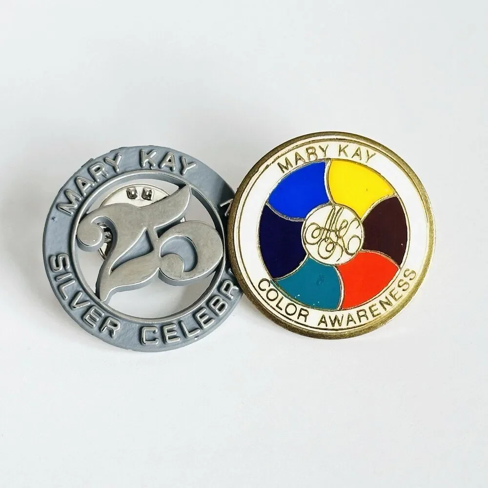 Lot Mary Kay Lapel Pin Vintage Cosmetics Color Awareness 25 Silver Celebration